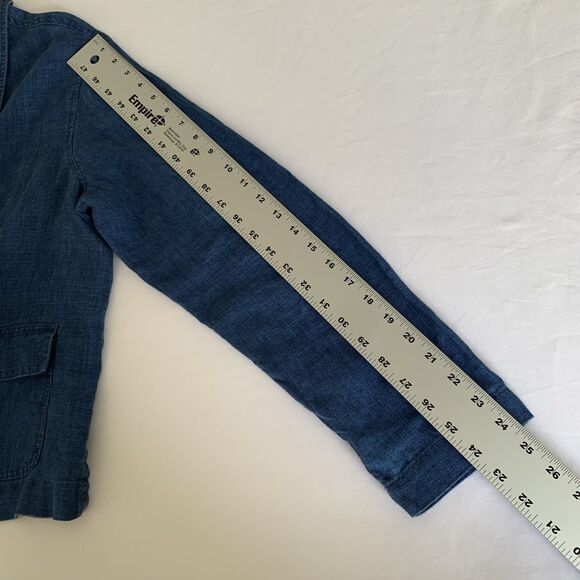 VTG Jones New York Sport Shirt Shacket 100% Linen L Blue Coastal Boho Cottage - Picture 8 of 8